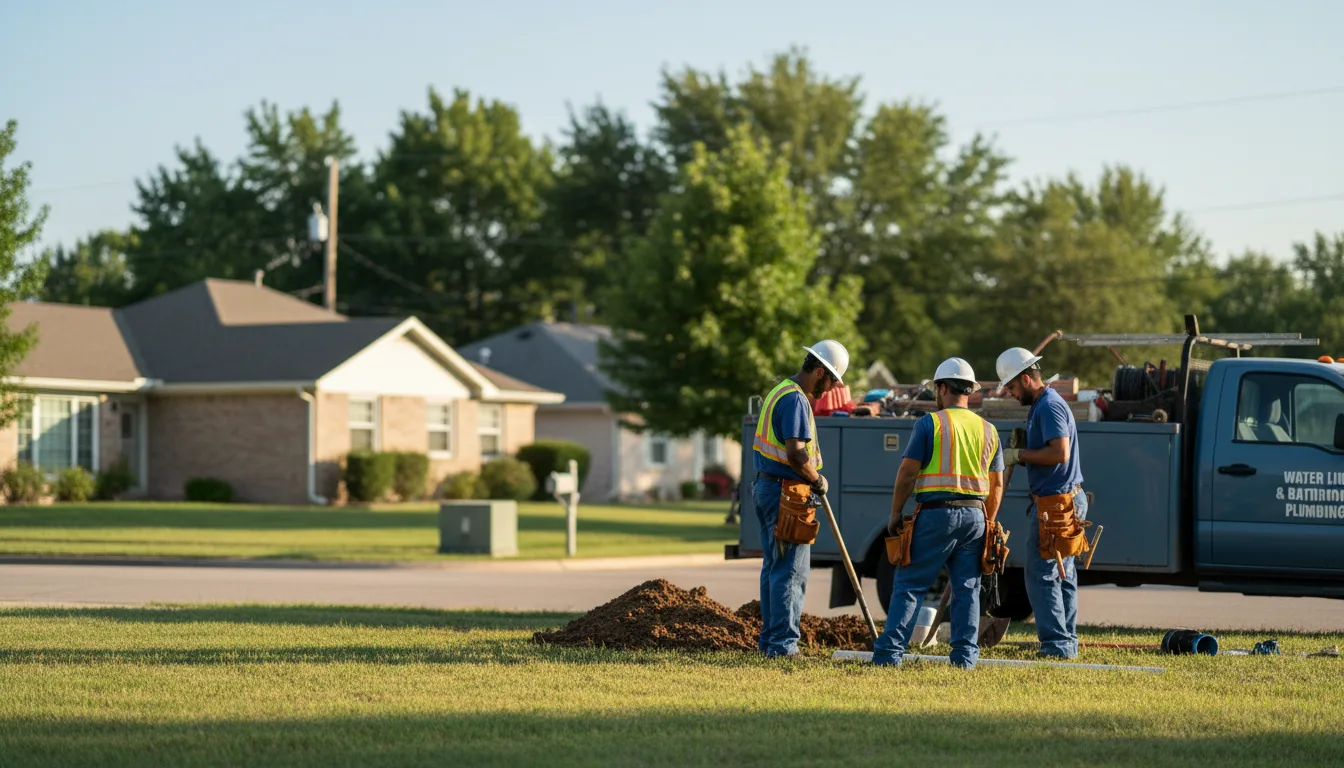 Residential water line and bathroom plumbing service in Monroe, OK
